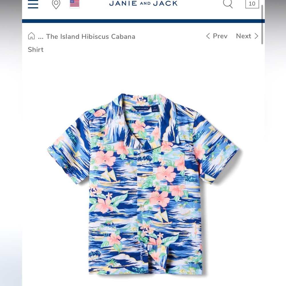 Janie & Jack Set NWT Island Hibiscus Cabana Shirt & shorts